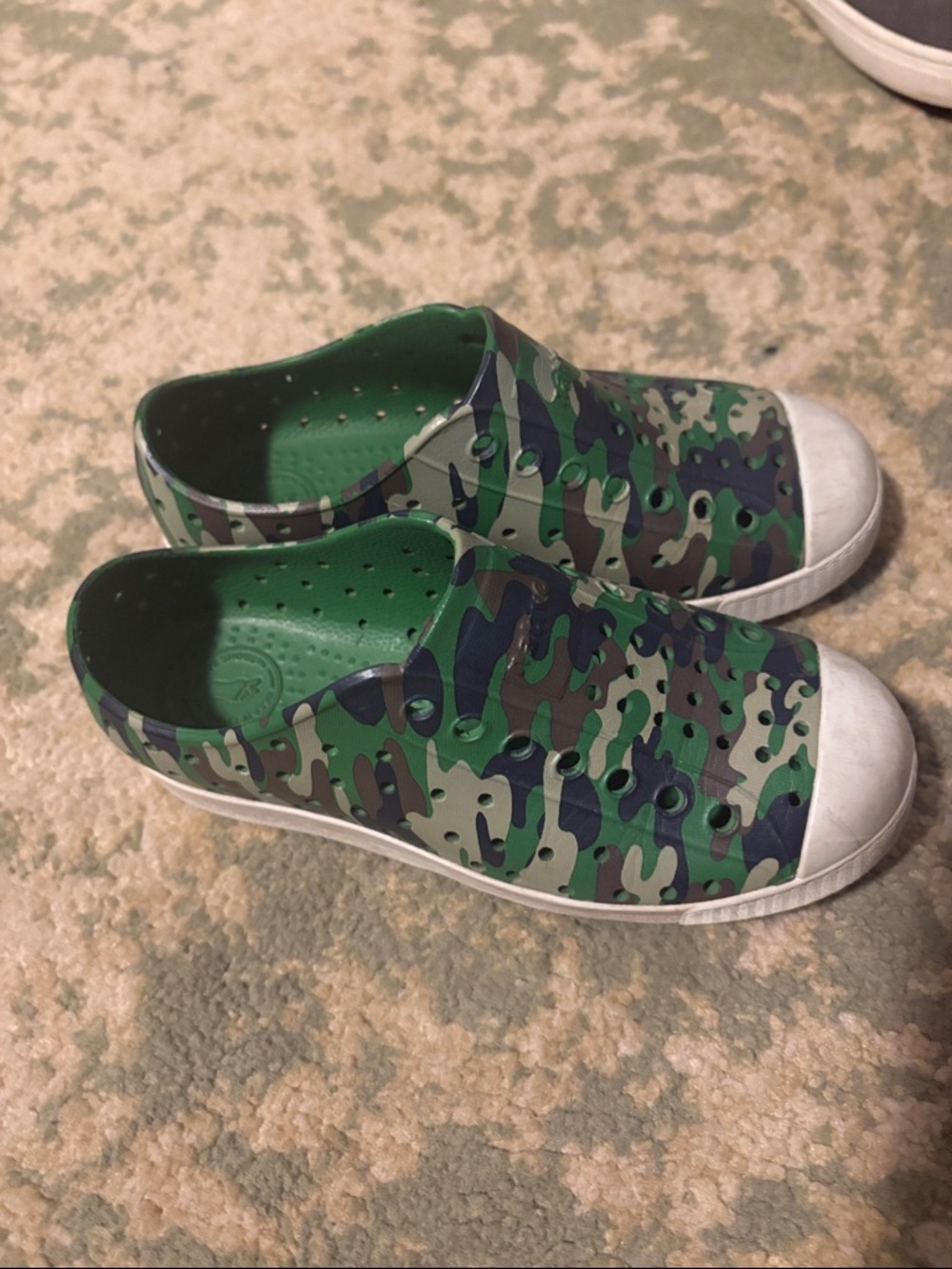 Native Kids Green Camouflage Slip On Sneakers size 13 shoes